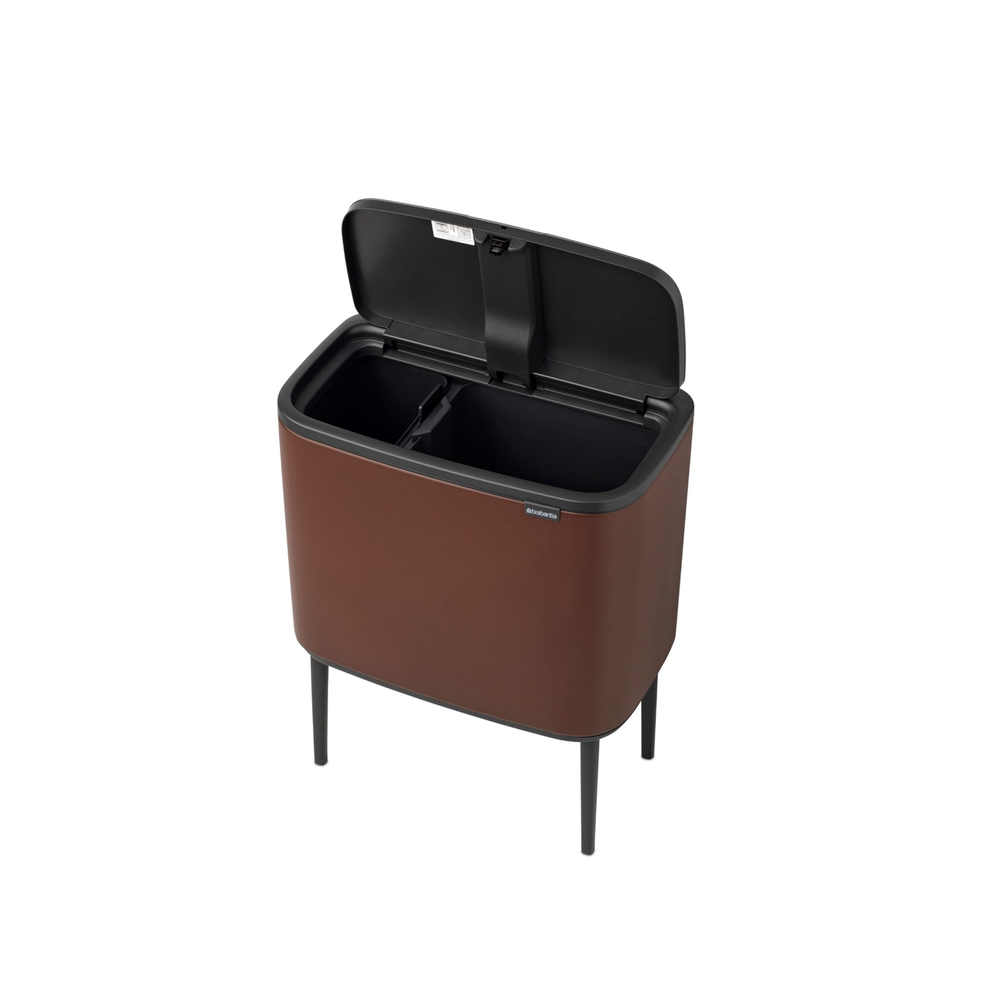 Brabantia Bo Touch Top Dual Compartment Recycling Trash Can, 3 + 6 Gallon