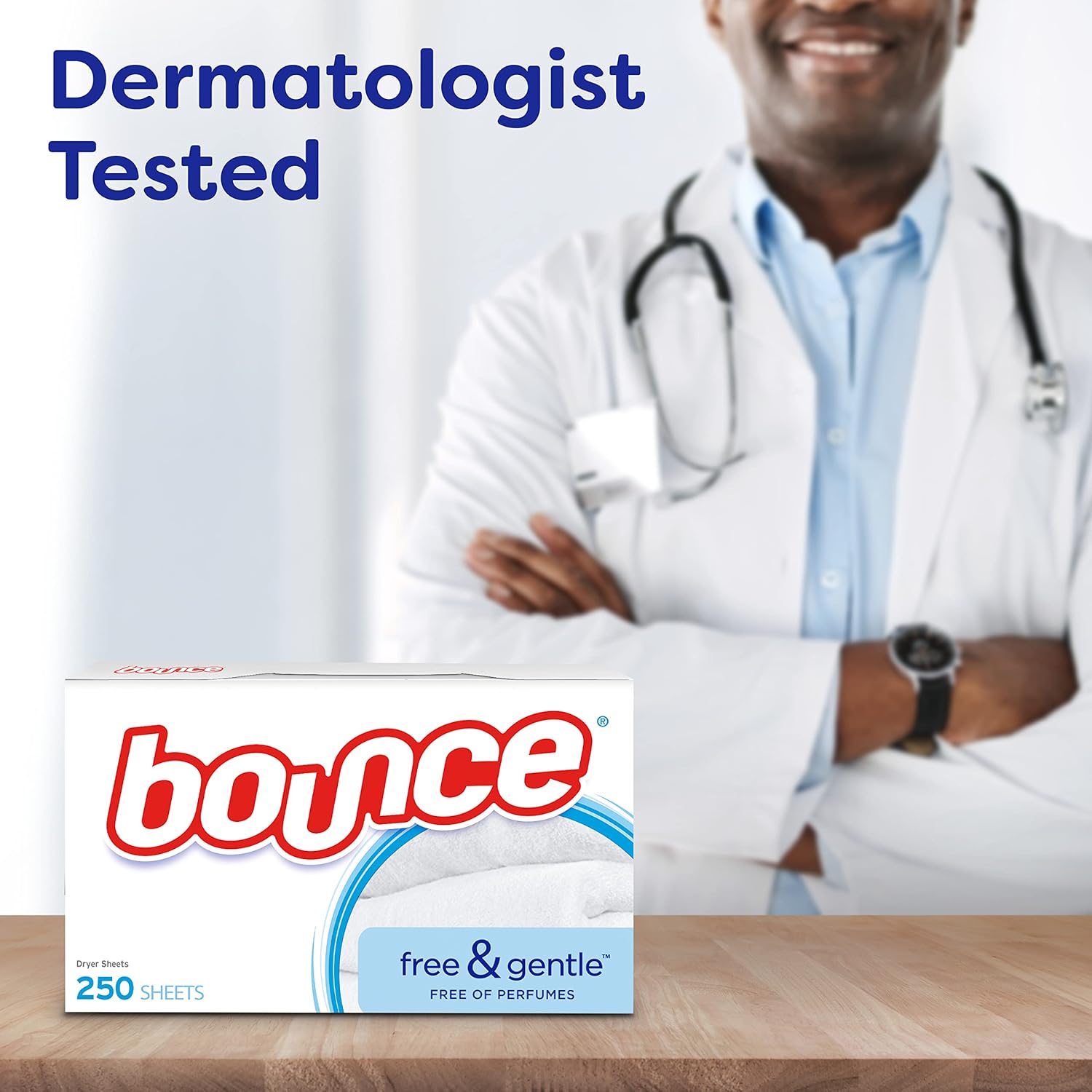 Bounce Free & Gentle Dryer Sheets, 240 Sheets, Unscented Fabric Softener Sheets, Hypoallergenic and Dermatologist Tested
