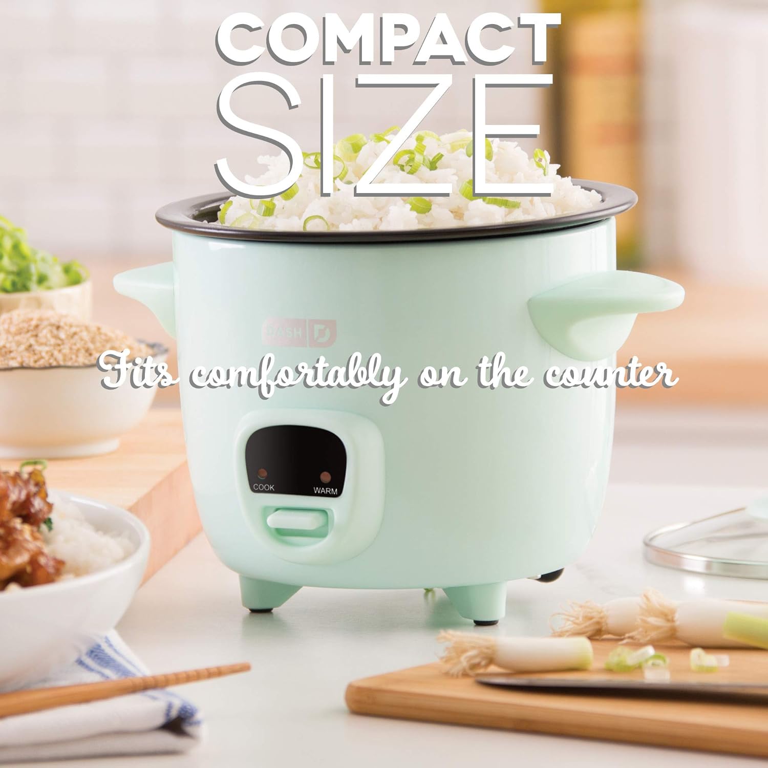 DASH Mini Rice Cooker Steamer with Removable Nonstick Pot, Keep Warm Function & Recipe Guide, .5 Quart, for Soups, Stews, Grains & Oatmeal - Aqua