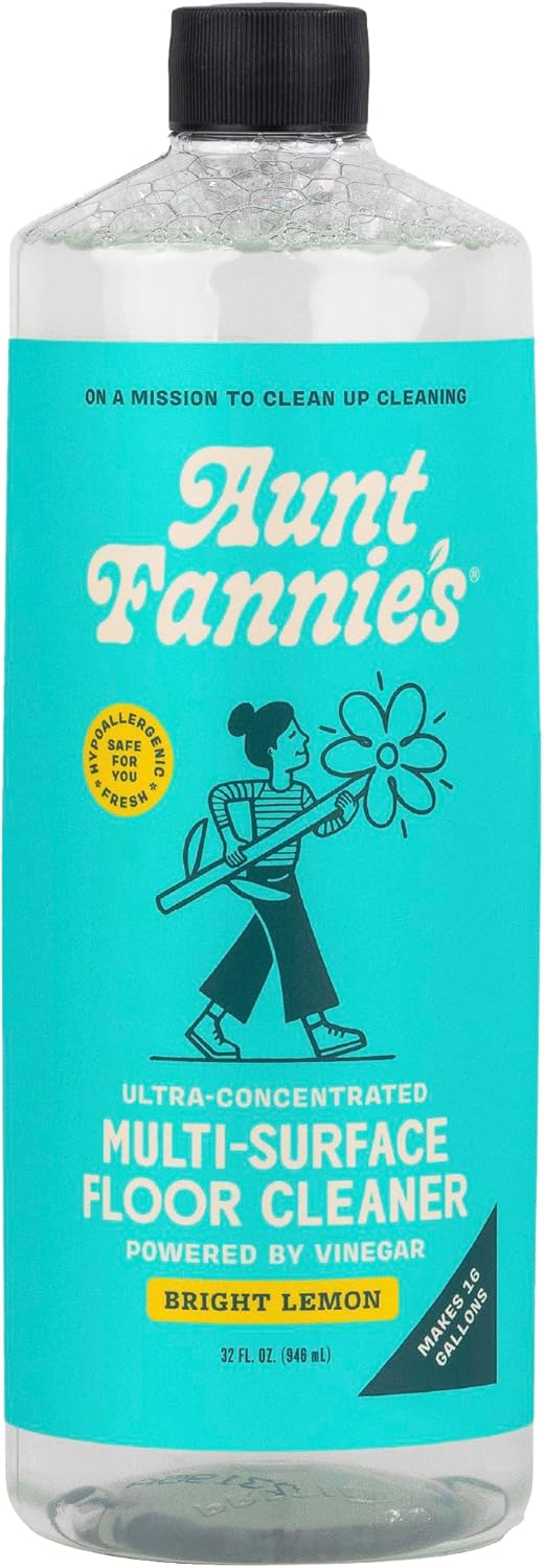 Aunt Fannie's Ultra Concentrated Floor Cleaner Vinegar Wash, Multi-Surface Floor Cleaner For Mopping, Makes 16 Gallons, Eucalyptus Scent, 32 oz. (Pack of 1), Packaging May Vary