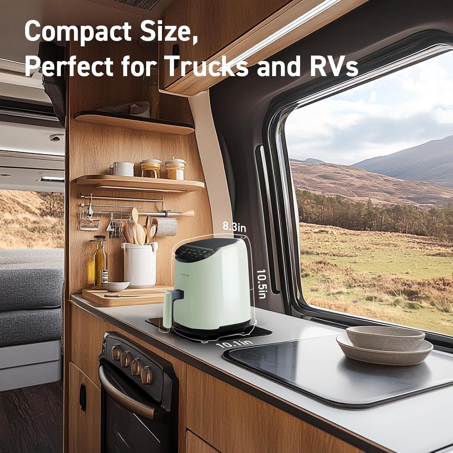 COSORI 2.1Qt Air Fryer, Small 4-in-1 Air Fryer Perfect for Simple Meals and Snack, Easy to Leftover Food to Crispy, 97% Less Oil, 30 In-App Recipes, Nonstick & Dishwasher Safe Basket