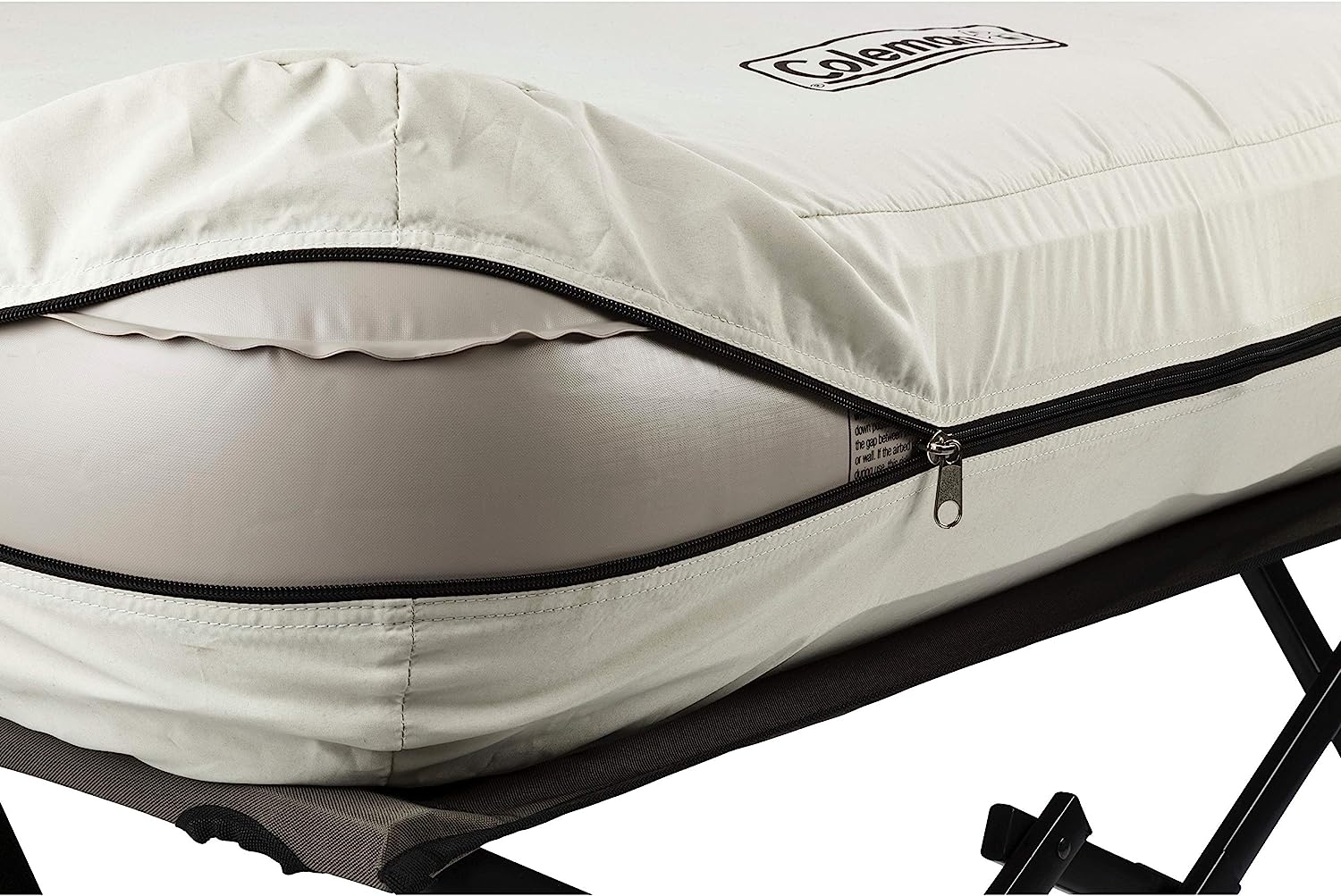 Coleman Camping Cot, Air Mattress, and Pump Combo, Folding Camp Cot and Air Bed with Side Table and Battery Operated Pump