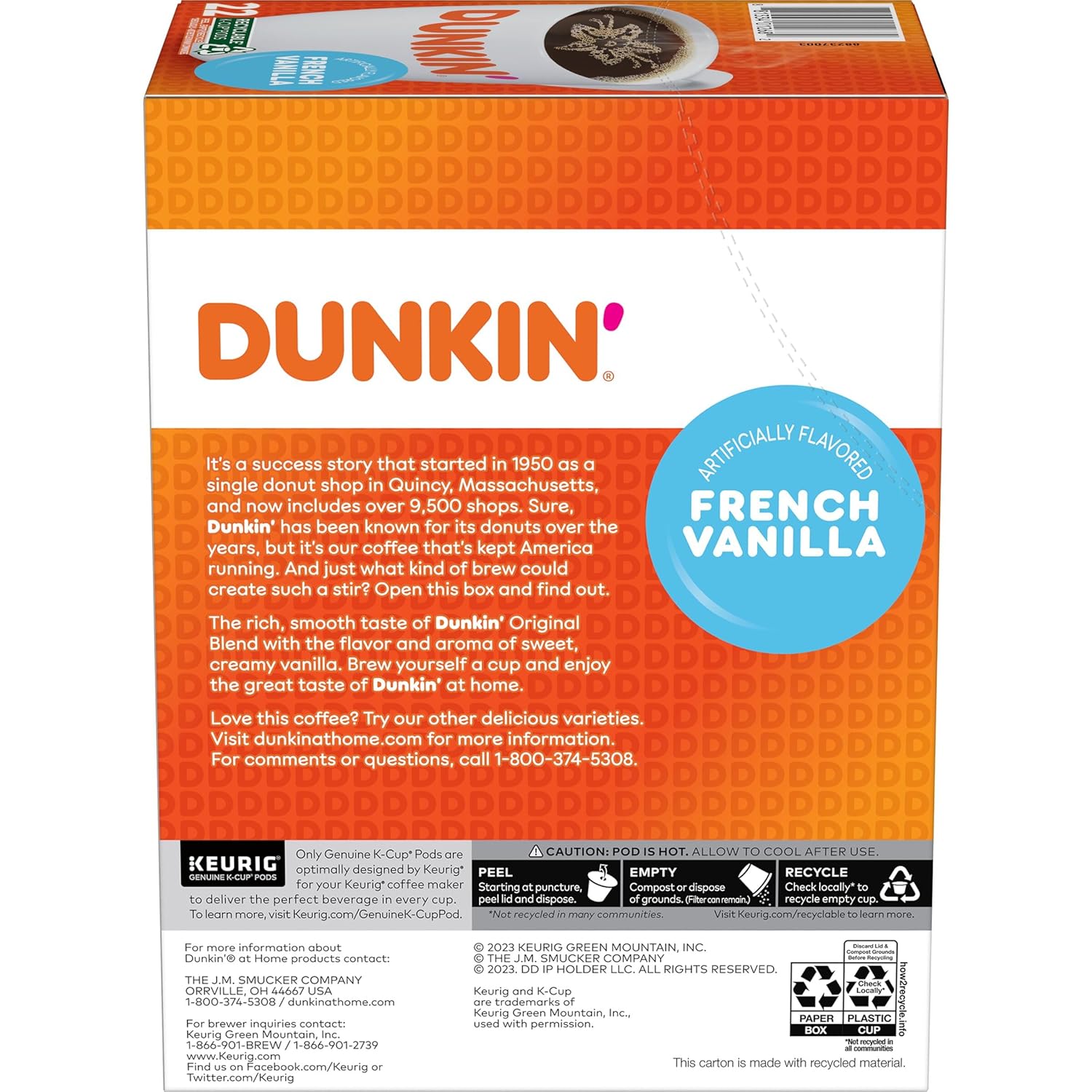 Dunkin' Original Blend Medium Roast Coffee, 60 Keurig K-Cup Pods