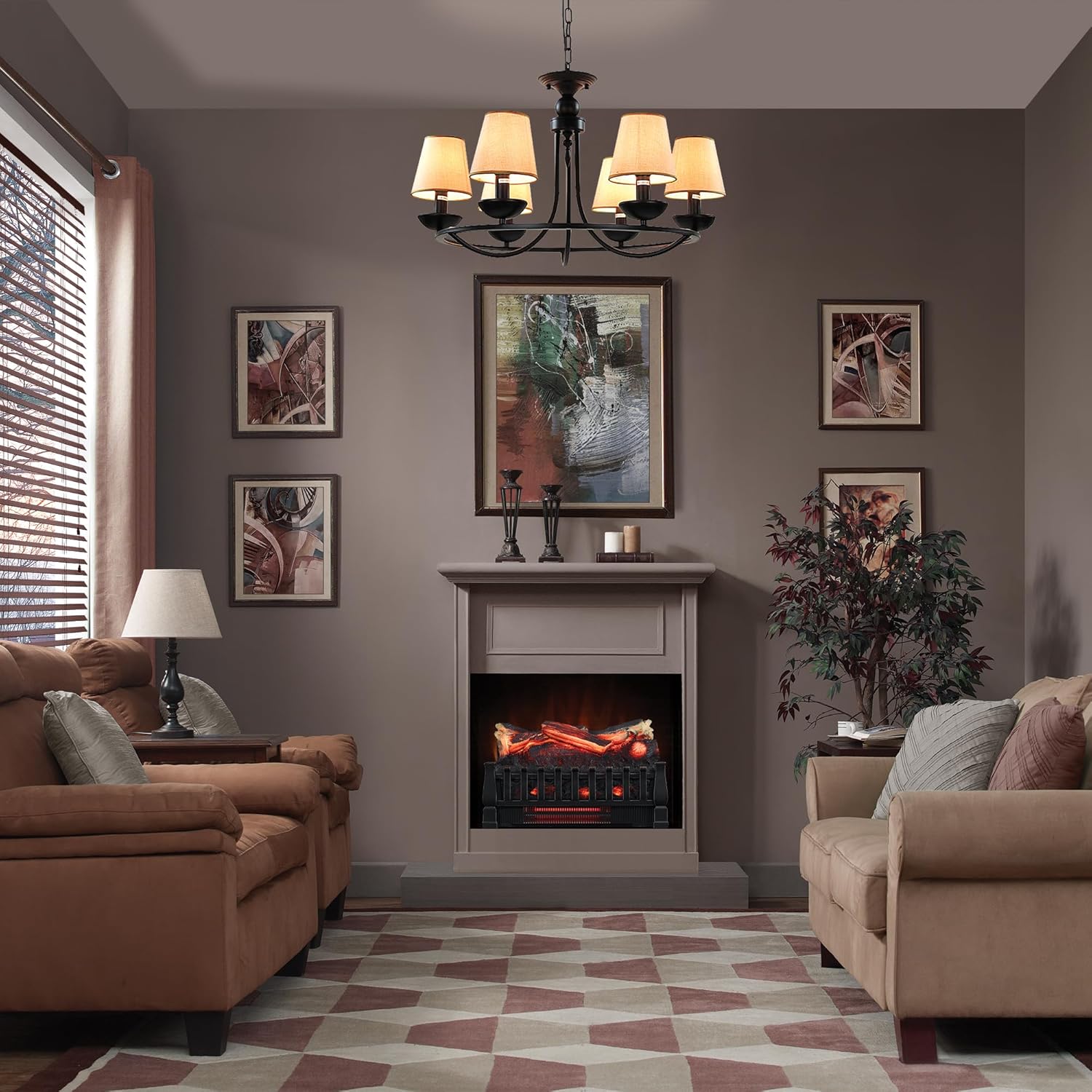 duraflame Electric Log Set 400 Sq Ft Heater, Faux Logs Insert with Lifelike Flames for Existing Fireplaces, Remote Control Included