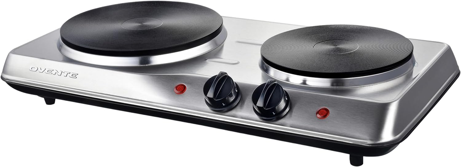 OVENTE Electric Countertop Double Burner, 1700W Cooktop with 7.25