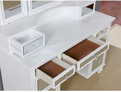 Furniture of Diane Contemporary Wood 3-Piece Vanity Set in White