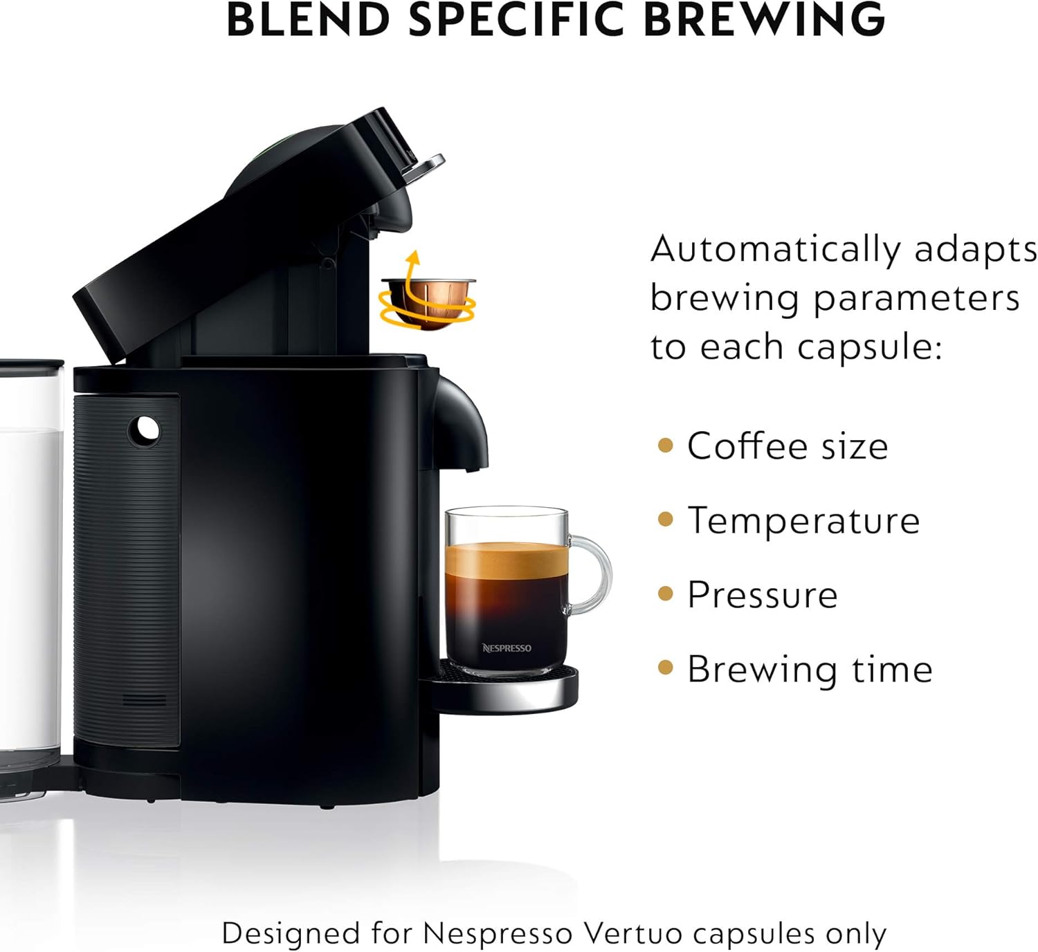 Nespresso Vertuo Plus Deluxe Coffee and Espresso Maker by De'Longhi, Titan with Aeroccino Milk Frother, 110 Volts