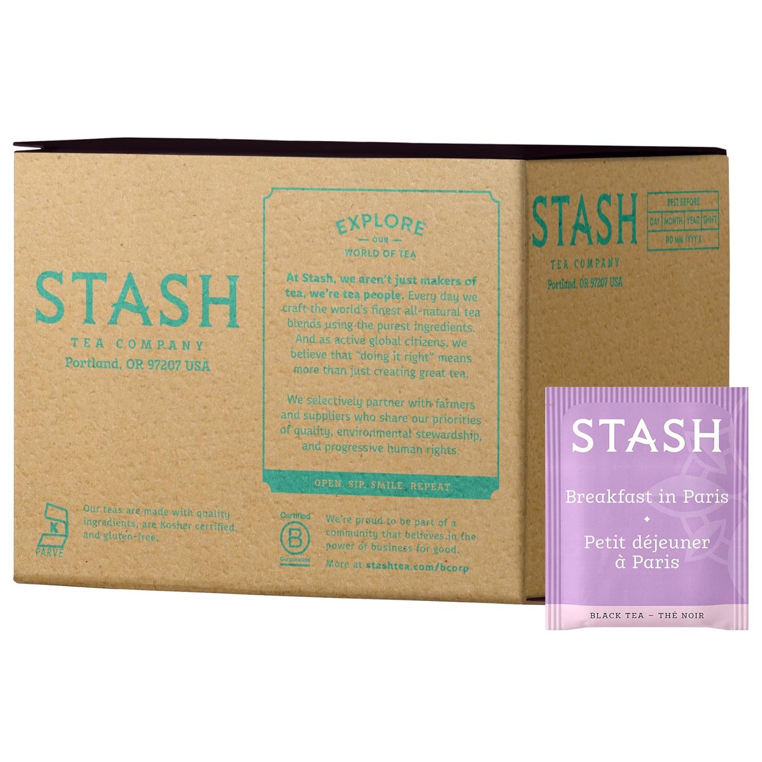 Stash Tea Double Bergamot Earl Grey Black Tea, Box of 100 Tea Bags
