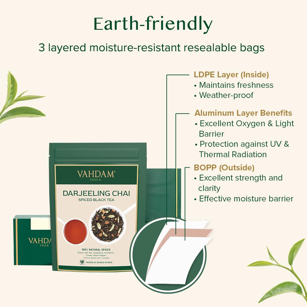 VAHDAM, Organic Turmeric Ginger Herbal Tea Bags (100 Pyramid Tea Bags) Caffeine Free, Non GMO, Gluten Free | 100% Pure Herbal Blend - Savory & Spicy | Plant-Based Tea Bags | Resealable Ziplock Pouch