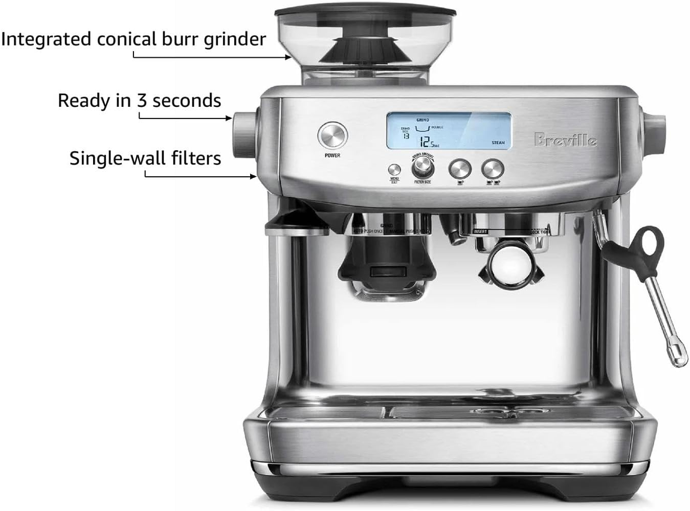 Breville Barista Pro Espresso Machine BES878BSS, Brushed Stainless Steel