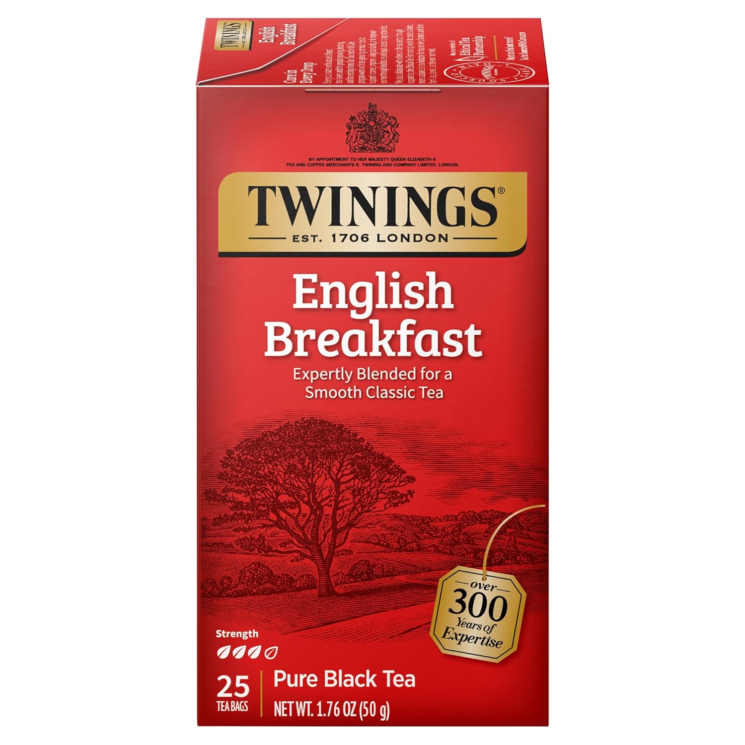 Twinings English Breakfast Black Tea Individually Wrapped Bags, 100 Count (Pack of 1), Smooth, Flavourful, and Robust, Caffeinated, Enjoy Hot or Iced | Packaging May Vary