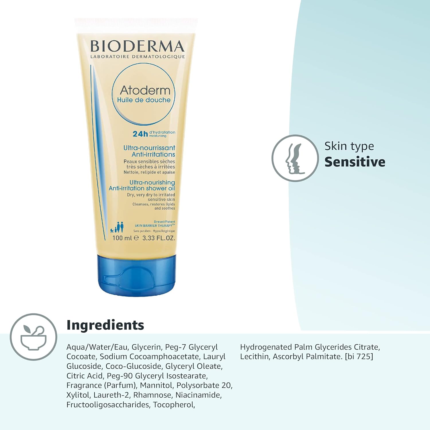 Bioderma Atoderm Shower Oil, Cleansing Oil For Face & Body, Nourishing Cleansing Oil