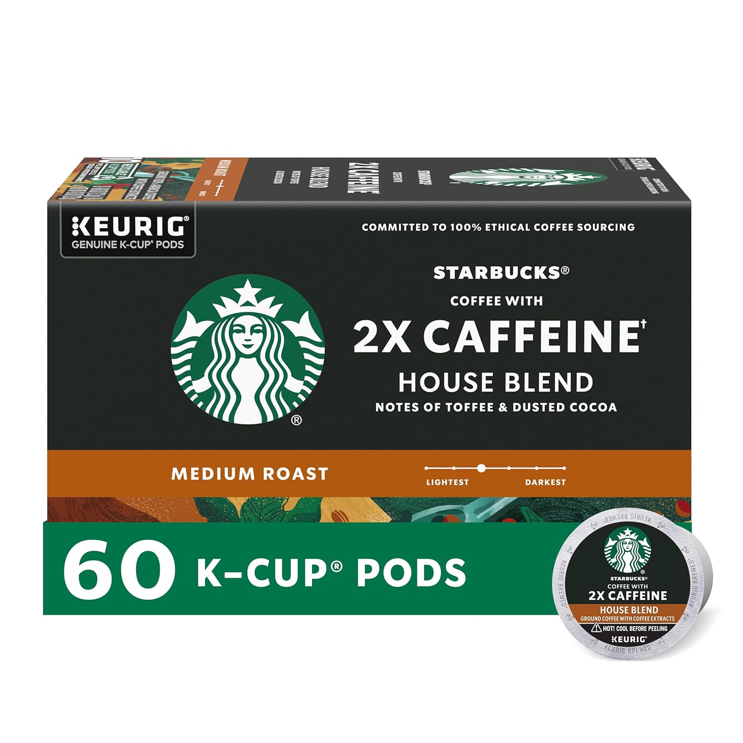 Starbucks K-Cup Coffee Pods, Medium Roast Coffee, Pike Place Roast for Keurig Brewers, 100% Arabica, 4 boxes (96 pods total)