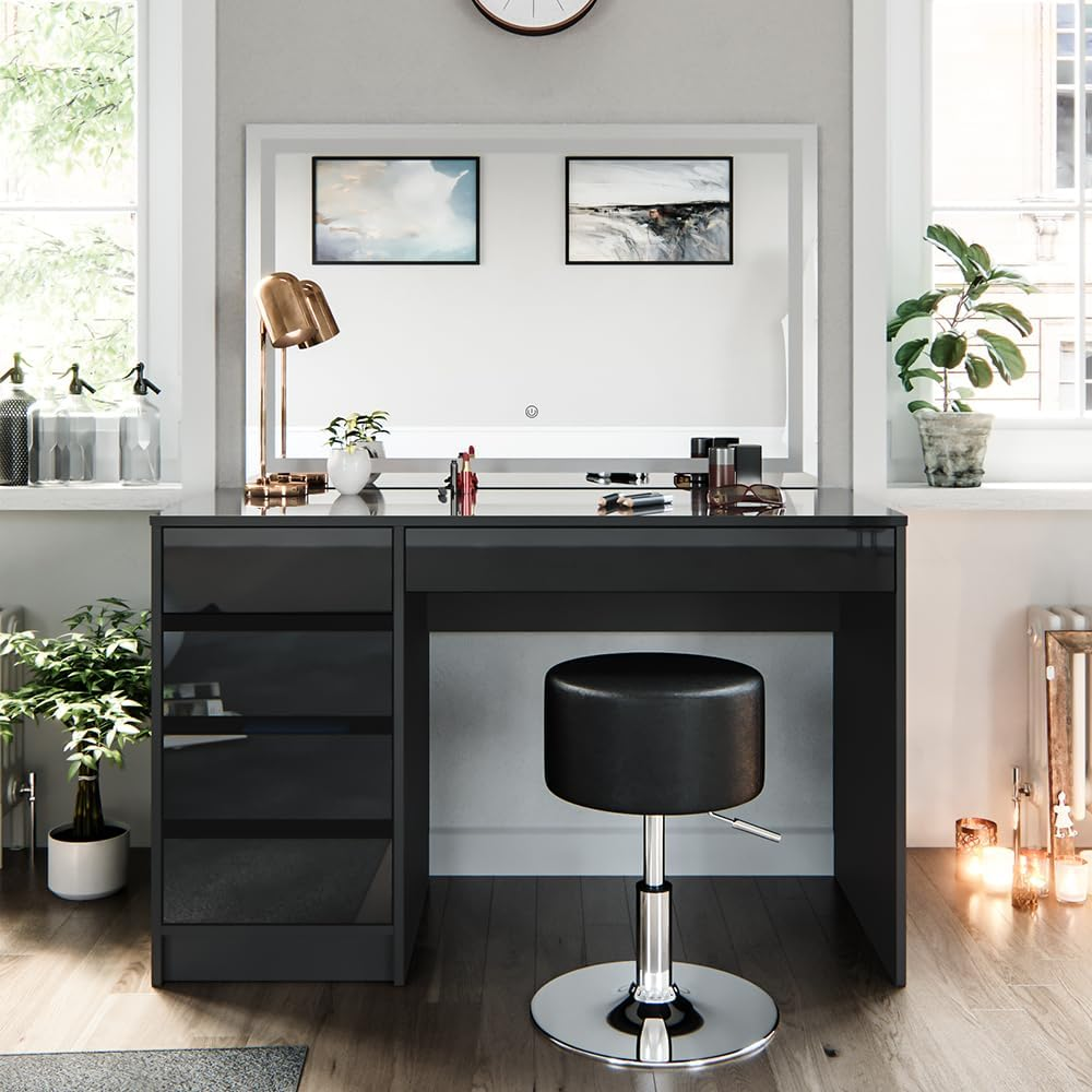 Vicco Sherry Dressing Table Sonoma / White 120 cm with LED Mirror and Stool