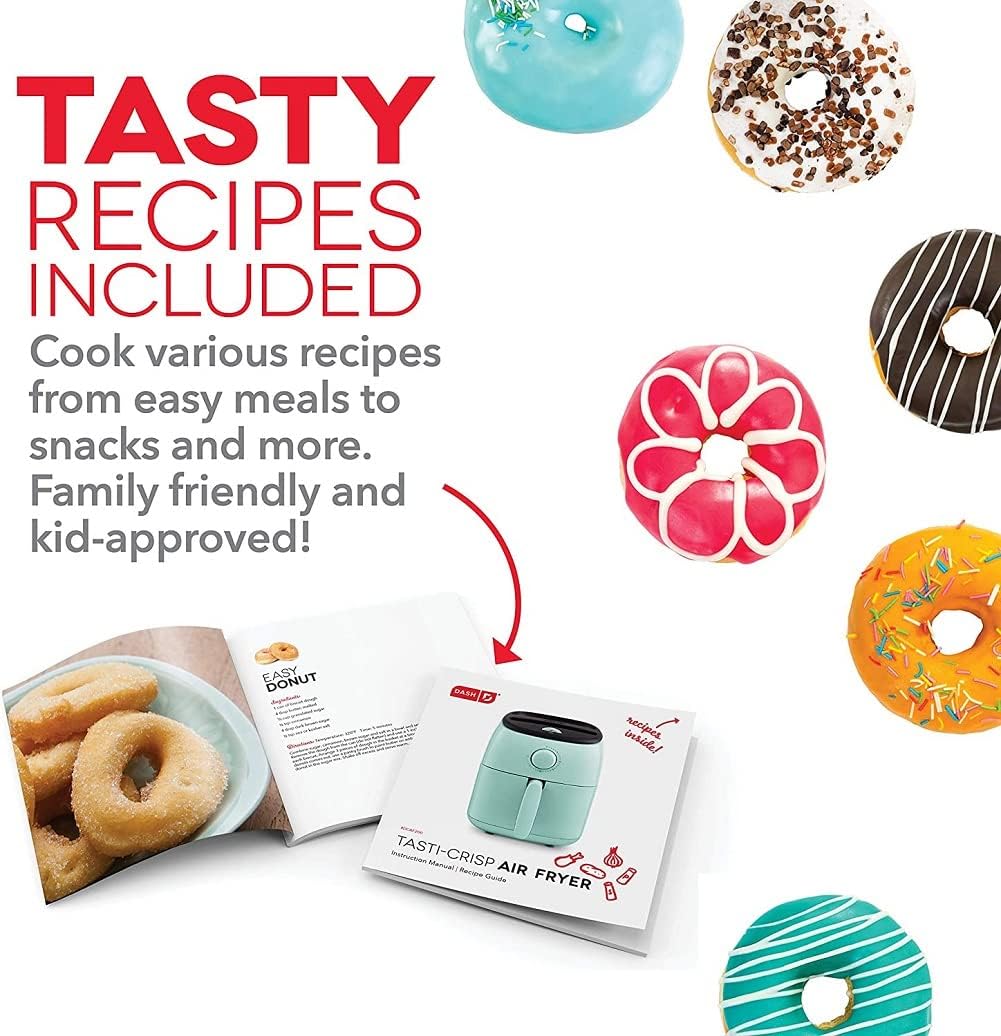 DASH Tasti-Crisp™ Electric Air Fryer Oven, 2.6 Qt., Aqua – Compact Air Fryer for Healthier Food in Minutes, Ideal for Small Spaces - Auto Shut Off, Analog, 1000-Watt