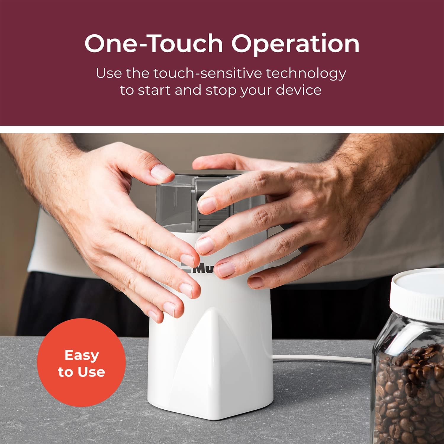 MuellerLiving HyperGrind Precision Electric Spice/Coffee Grinder Mill with Large Grinding Capacity and Powerful Motor also for Spices, Herbs, Nuts, Grains, Grey