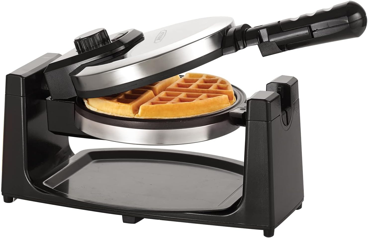BELLA Classic Rotating Belgian Waffle Maker with Nonstick Plates, Removable Drip Tray, Adjustable Browning Control and Cool Touch Handles, Black