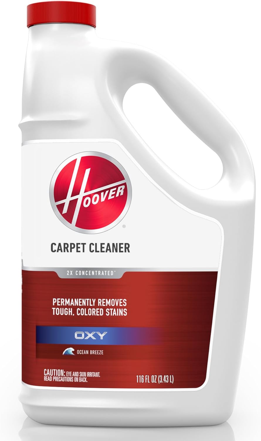 Hoover Oxy Carpet Cleaner Solution, 50 oz., Ocean Breeze Scent, Deep Cleaning Carpet Shampoo Solution, Removes Tough Colored Stains from Carpet and Upholstery, Pair with Hoover Carpet Cleaner Machine