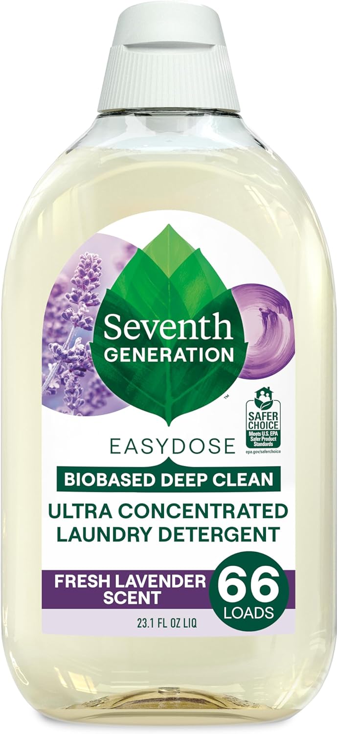 Seventh Generation EasyDose Laundry Detergent, Ultra Concentrated: 66 Loads, Free & Clear Designed for Sensitive Skin, 23.1 Fl Oz