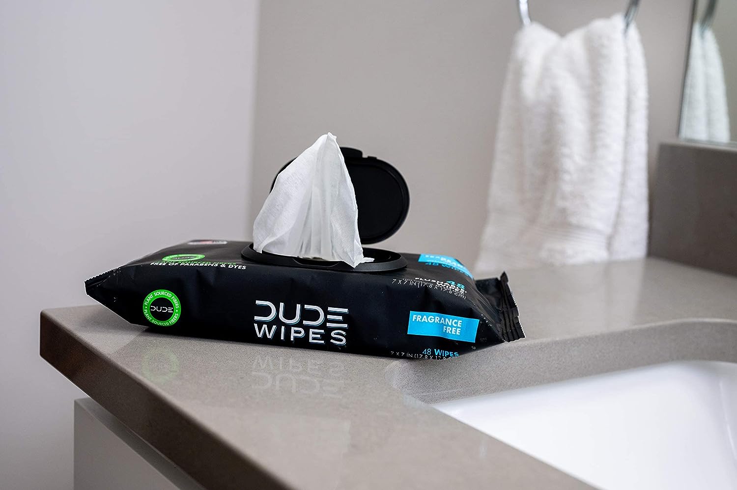 DUDE Wipes - Flushable Wipes - 144 Wipes - Unscented Extra-Large Adult Wet Wipes - Vitamin-E & Aloe for at-Home Use - Septic and Sewer Safe, 48 Count (Pack of 3)