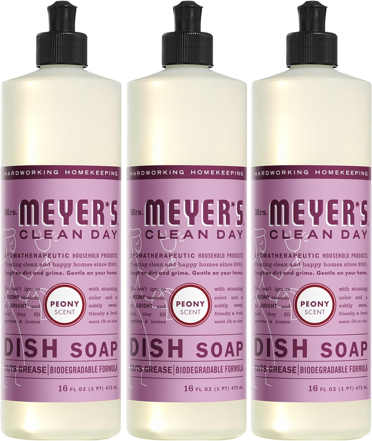 MRS. MEYER'S CLEAN DAY Liquid Dish Soap Refill, Biodegradable Formula, Honeysuckle, 48 fl. oz