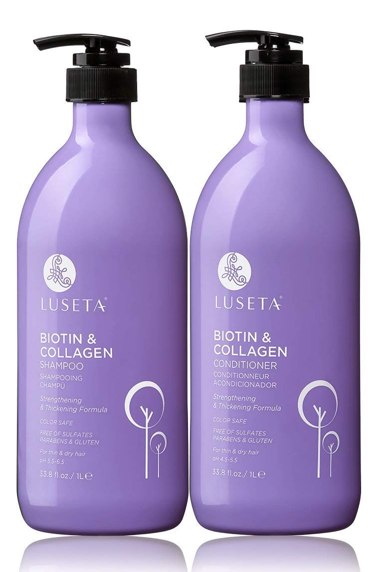 Luseta Biotin Shampoo and Conditioner for HairGrowth - Thickening Shampoo for Thinning Hair andHair Loss - Infused with Argan Oil to Repair DamagedDry Hair - Sulfate Free Paraben Free-2 x 16.9 fl oz