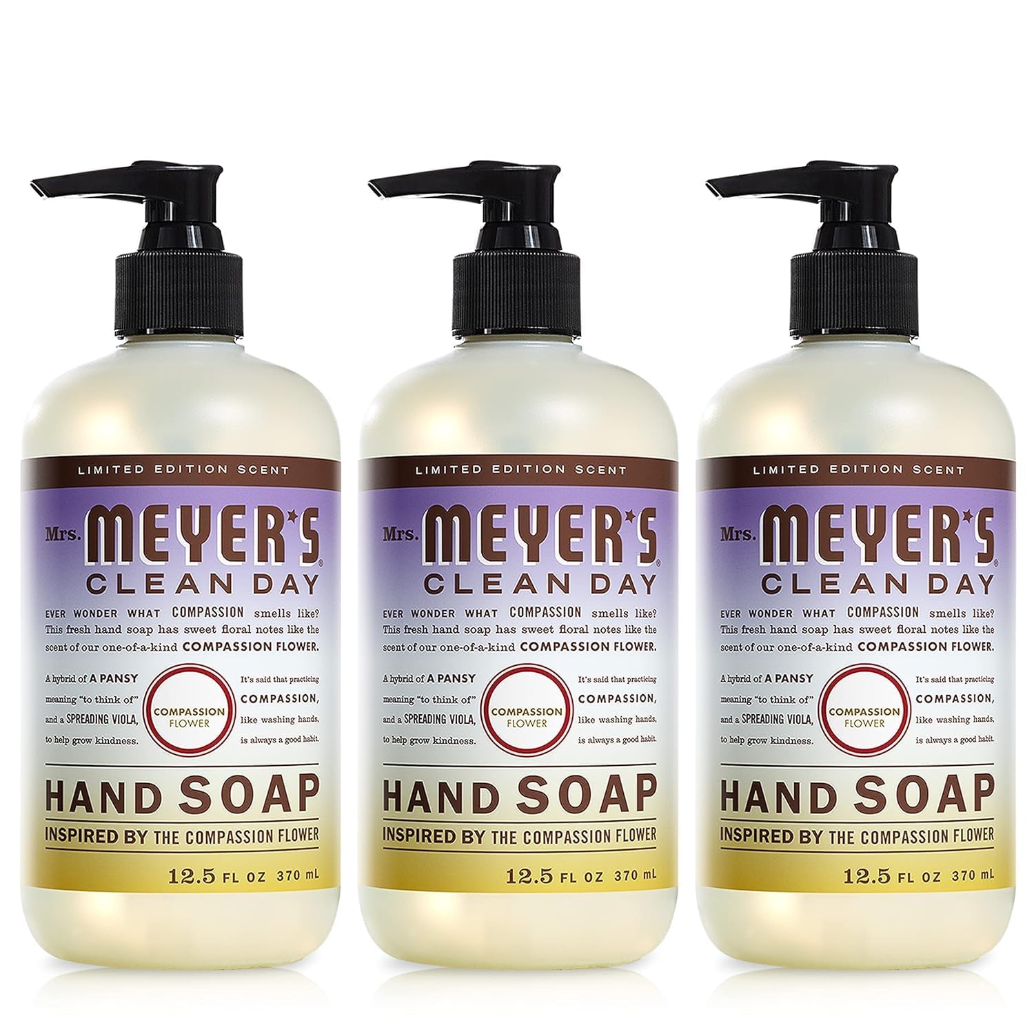 MRS. MEYER'S CLEAN DAY Hand Soap, Made with Essential Oils, Biodegradable Formula, Honeysuckle, 12.5 fl. oz - Pack of 3