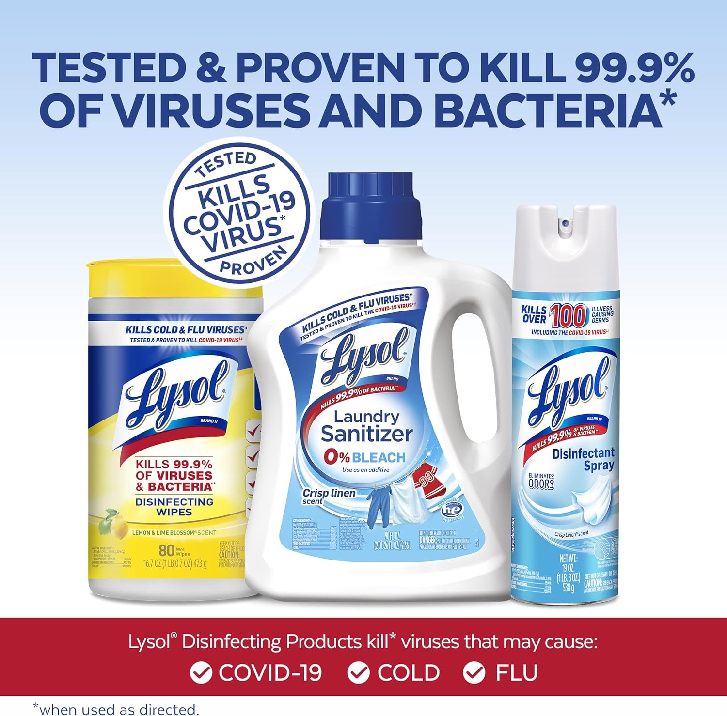 Lysol Disinfectant Spray, Household Essential Cleaning Supplies, Multi-Purpose Room Spray, Antibacterial Sanitizer Spray, Upholstery Deodorizer, Home and Bathroom, Crisp Linen,19 Fl Oz (Pack of 2)