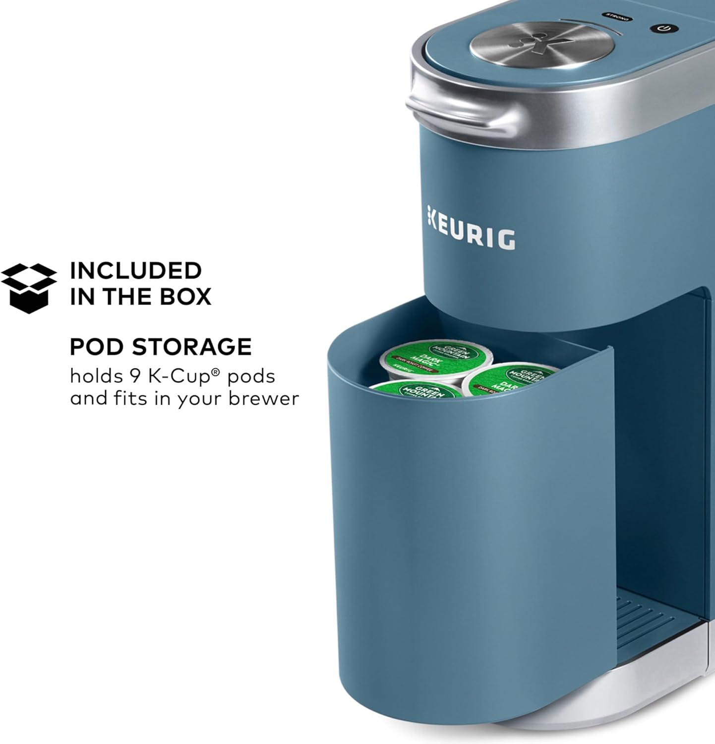 Keurig K-Mini Plus Single Serve K-Cup Pod Coffee Maker, with 6 to 12oz Brew Size, Stores up to 9 K-Cup Pods, Travel Mug Friendly, Matte Black