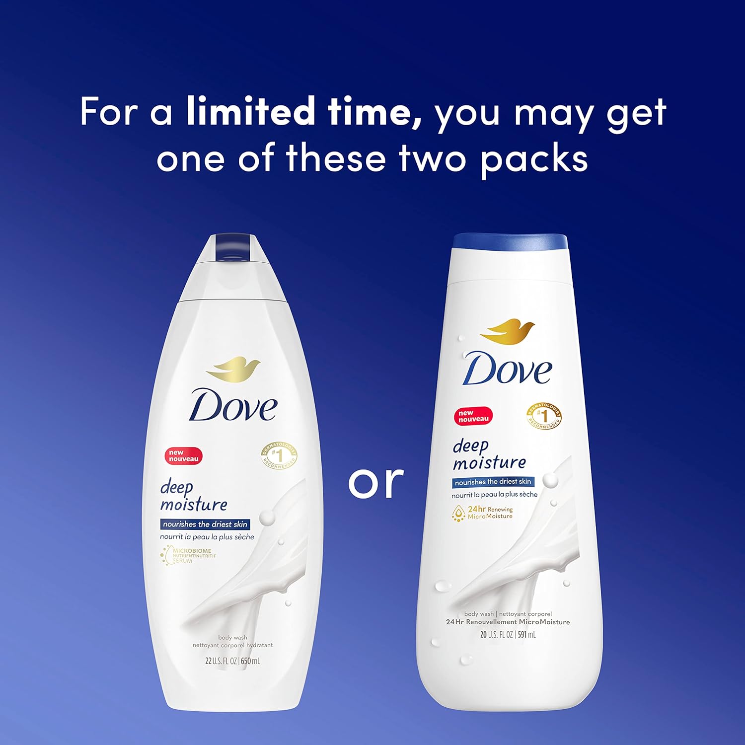 Dove Body Wash with Pump Deep Moisture For Dry Skin Moisturizing Skin Cleanser with 24hr Renewing MicroMoisture Nourishes The Driest Skin 30.6 oz