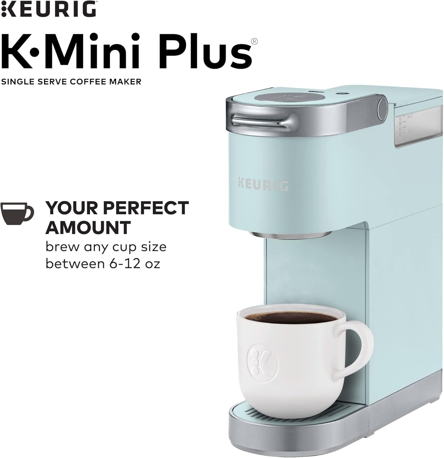 Keurig K-Mini Plus Single Serve K-Cup Pod Coffee Maker, with 6 to 12oz Brew Size, Stores up to 9 K-Cup Pods, Travel Mug Friendly, Matte Black
