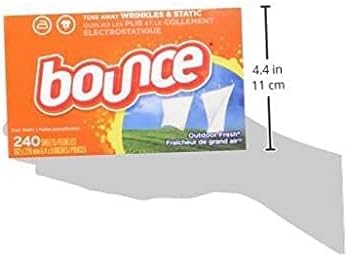Bounce Dryer Sheets, Outdoor Fresh, 240 Count Laundry Fabric Softener Sheets with Static Control and Wrinkle Fighters