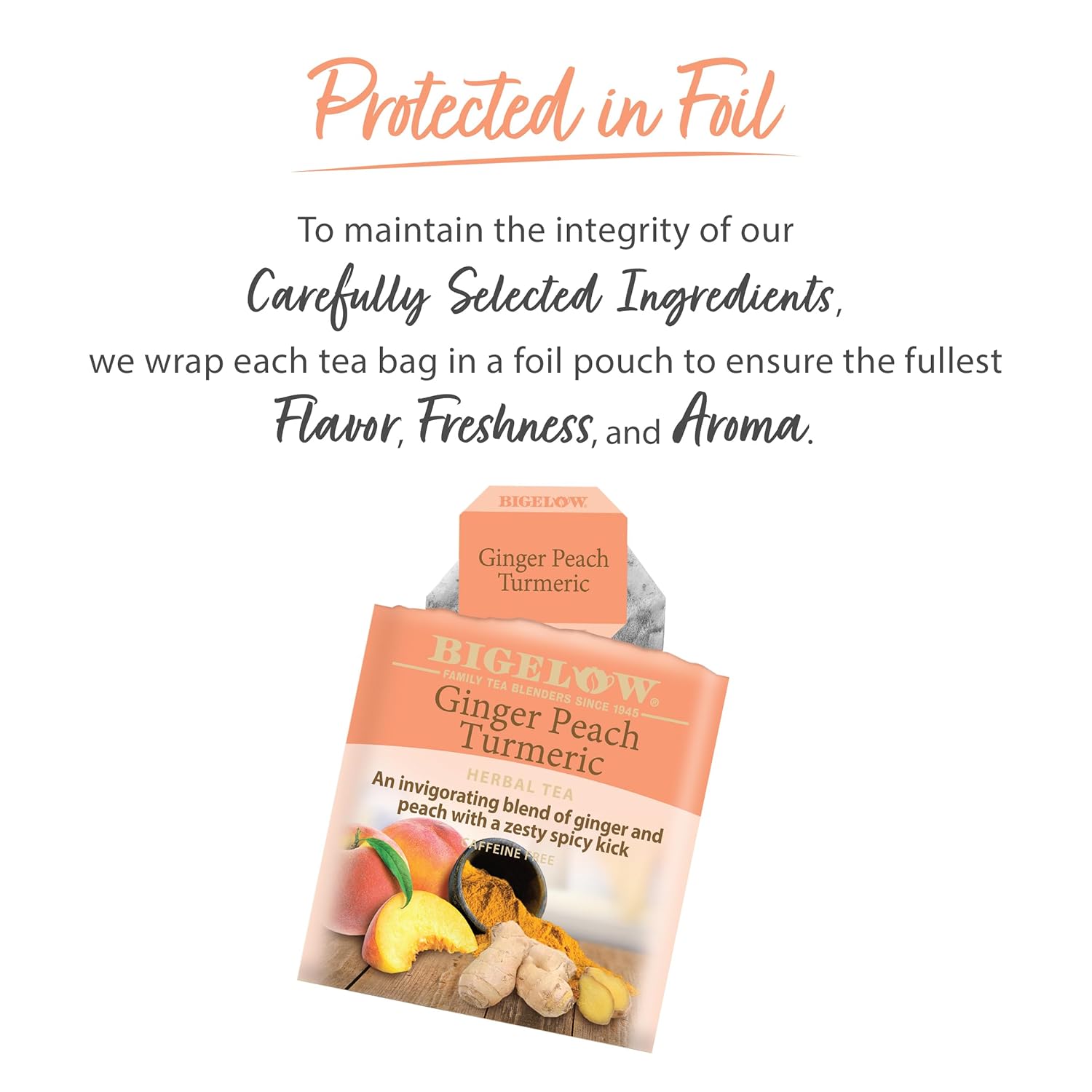 Bigelow Tea Lemon Ginger plus Probiotics Herbal Tea, Caffeine Free Tea with Lemon and Ginger, 18 Count Box (Pack of 6), 108 Total Tea Bags