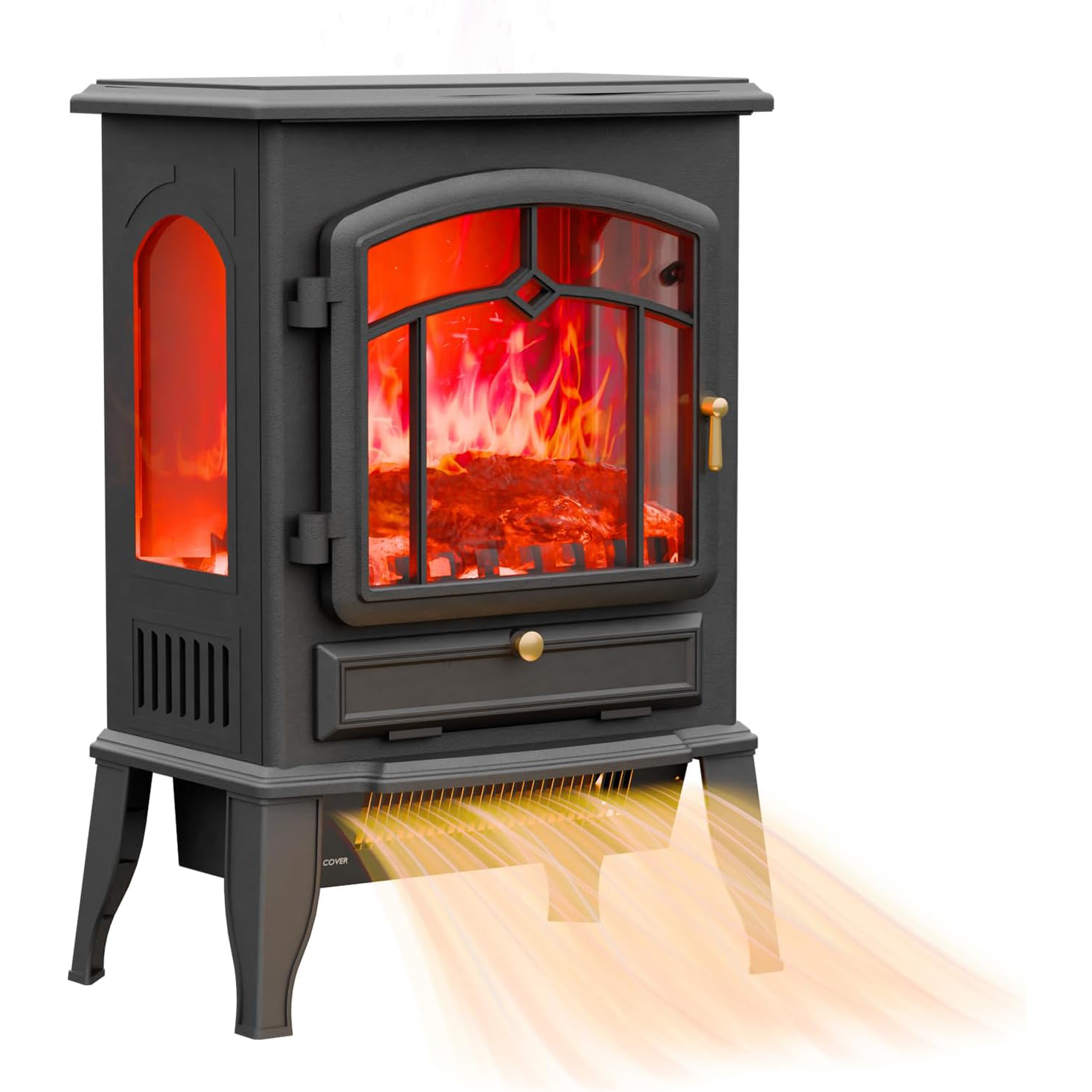 VEXON Electric Fireplace Heater,1000W/1500W Electric Infrared Quartz Fireplace, 22” Freestanding Stove Heater with Realistic Flame, Portable Fireplace, Electric Fireplace Heater for Indoor use
