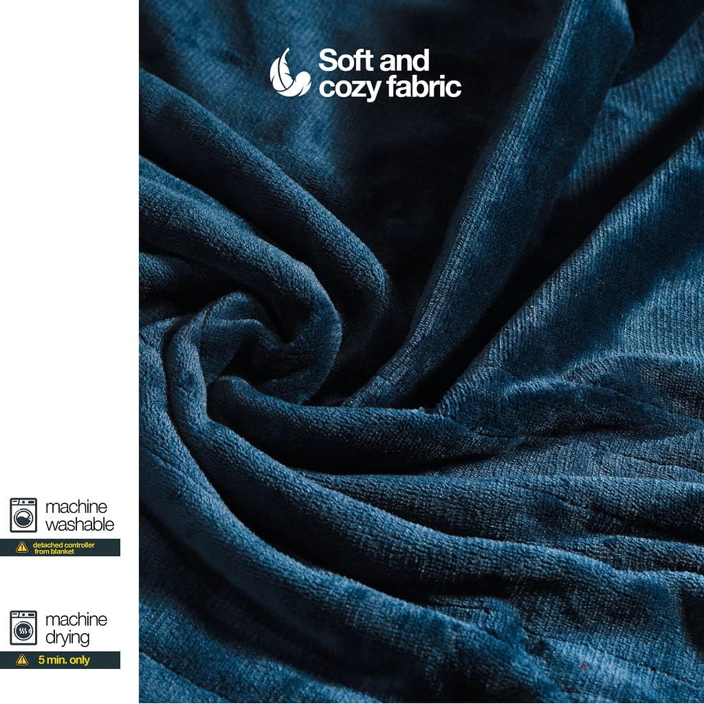 Medical king Heated Blanket, Machine Washable Extremely Soft & Comfortable Electric Blanket Throw Fast Heating with Hand Controller 10 Heating Settings & auto Shut-Off (Gray, 50 x 60)