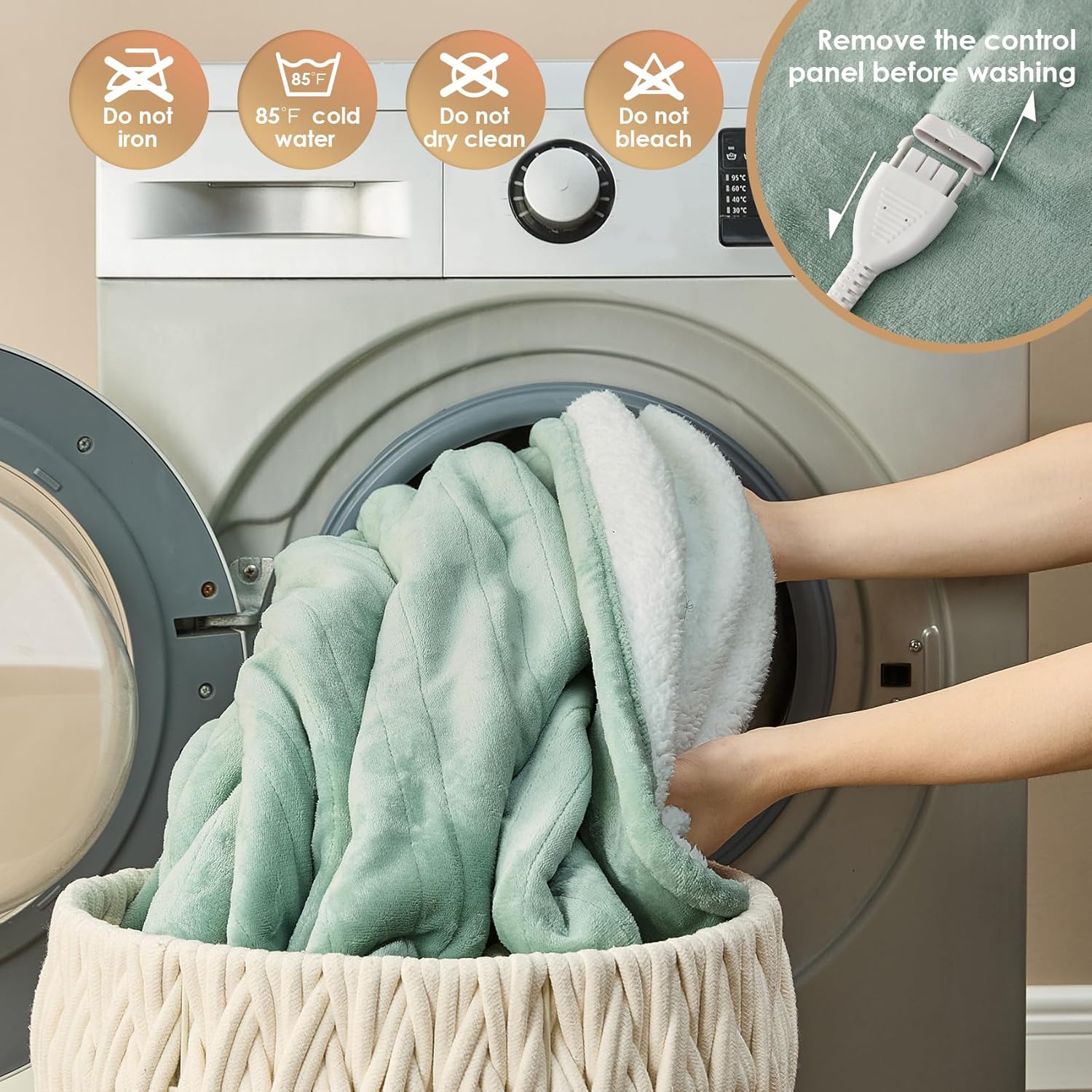 EHEYCIGA Heated Blanket Electric Blanket Throw - Heating Blanket with 9 Heating Levels & 10 Hours Auto Off, Soft Cozy Sherpa Washable Blanket with Fast Heating, 50 x 60 Inches