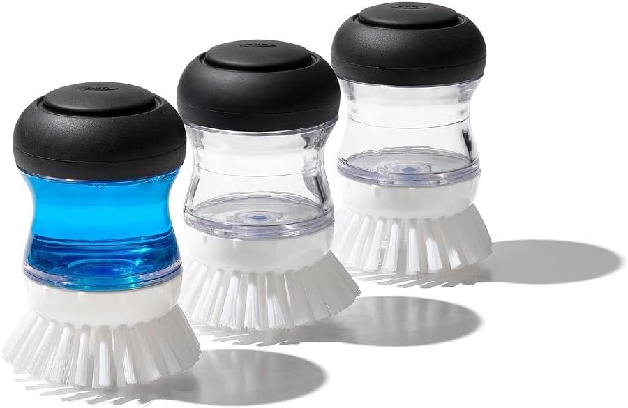 OXO Good Grips Soap Dispensing Palm Brush, Black/Clear/White