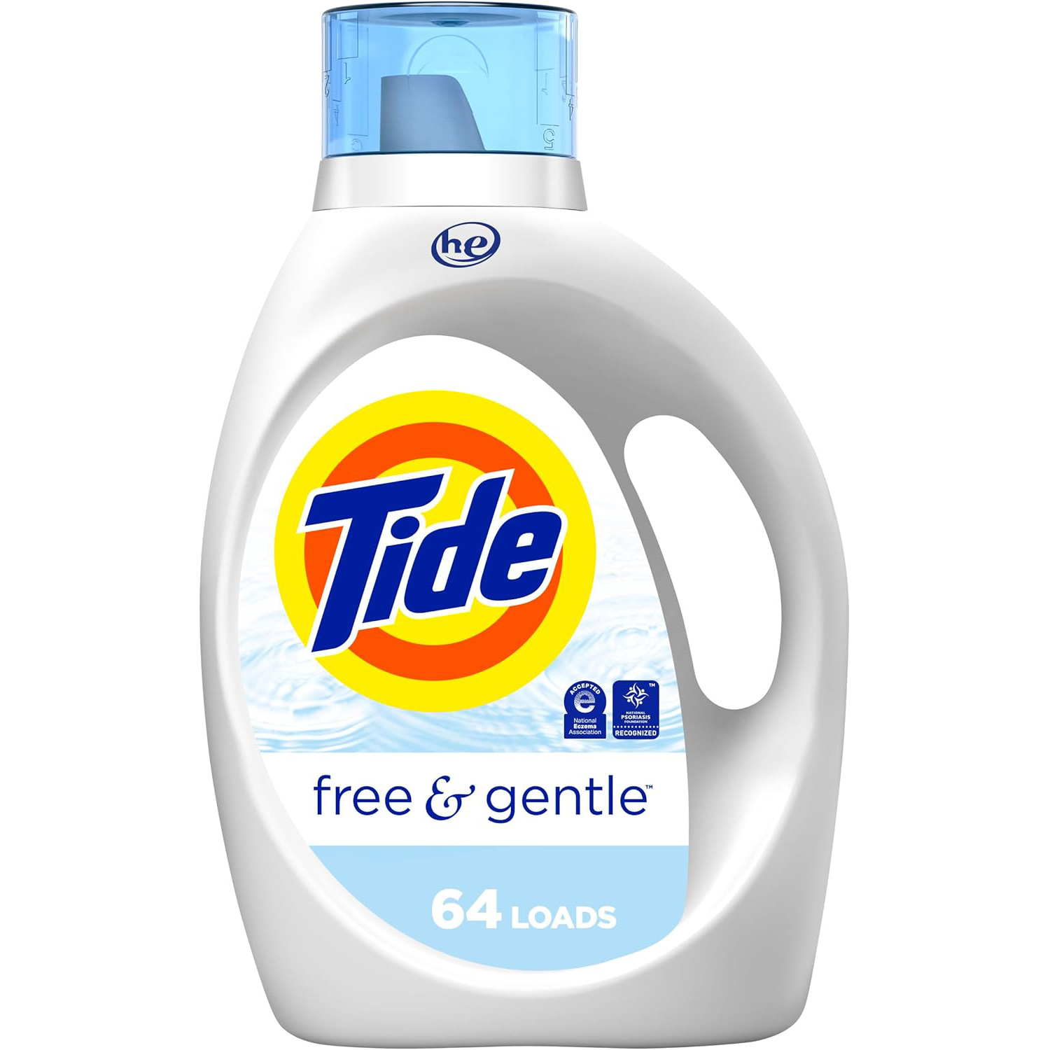 Tide Free & Gentle Laundry Detergent Liquid, HE Compatible, 100 Loads, 132 fl oz Hypoallergenic Laundry Detergent for Sensitive Skin