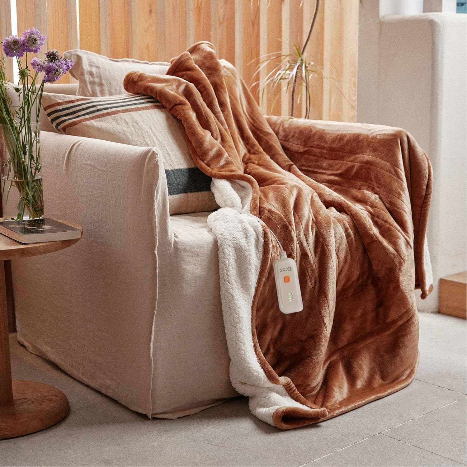 GOTCOZY Heated Blanket Electric Throw 50''X60''- Soft Silky Plush Electric Blanket with 4 Heating Level & 3 Hour Auto Off Heating Blanket, ETL Certified Machine Washable (Rose Dust)