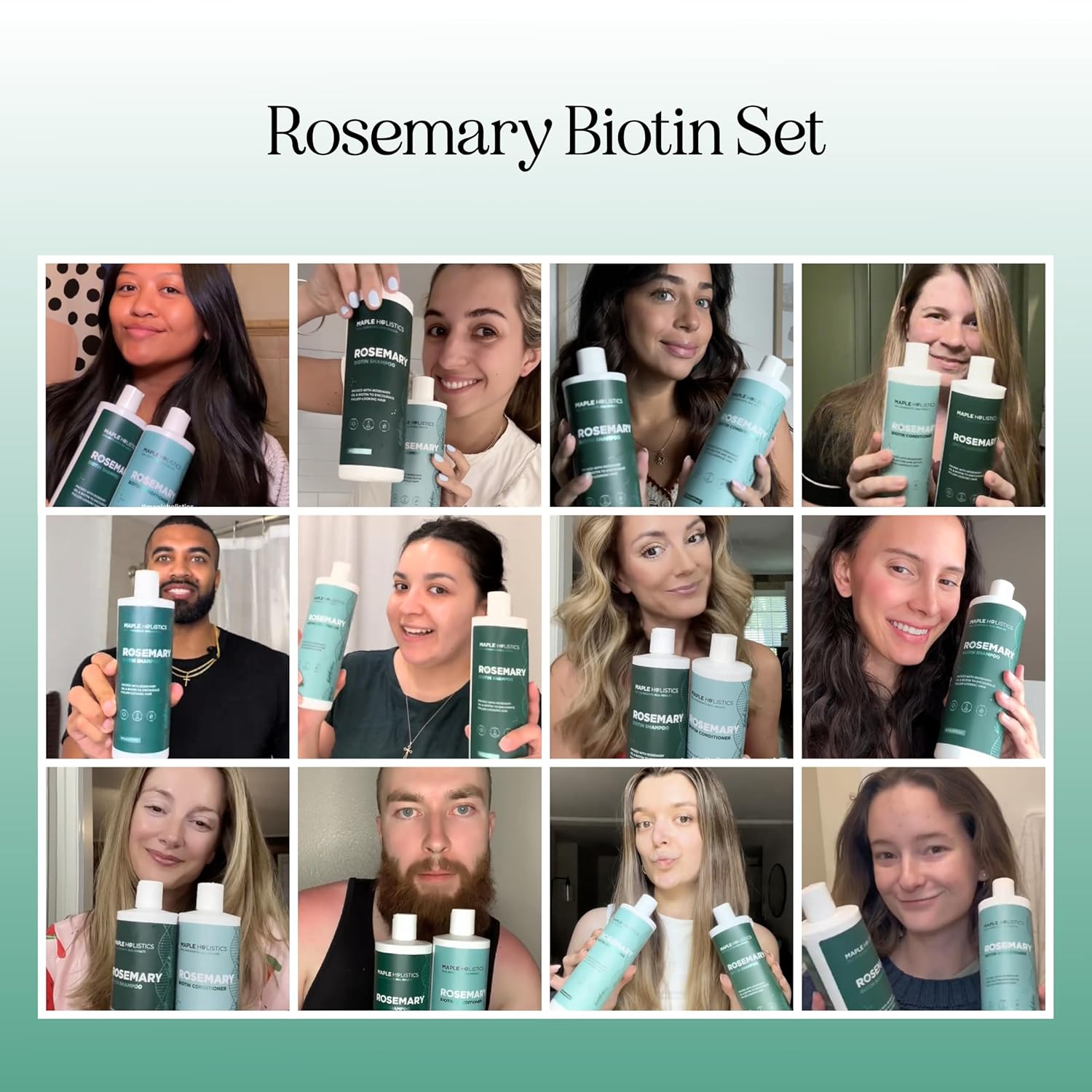 Volumizing Biotin Shampoo and Conditioner Set - Sulfate Free Shampoo and Conditioner for Dry Damaged Hair Care - Thinning Hair Shampoo and Conditioner with Nourishing Biotin and Rosemary Oil (8oz)