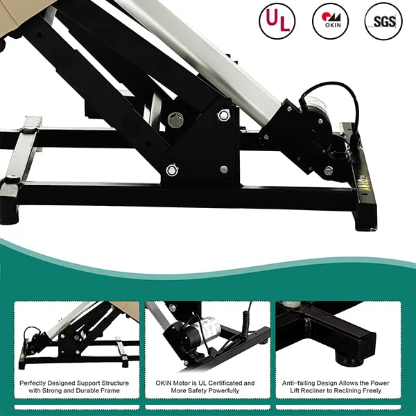 💥Clearance Sale🔥 Mcombo Electric lift Recliner sofa with massage and heating functions, 3 positions, 2 side pockets and cup holders, USB ports!