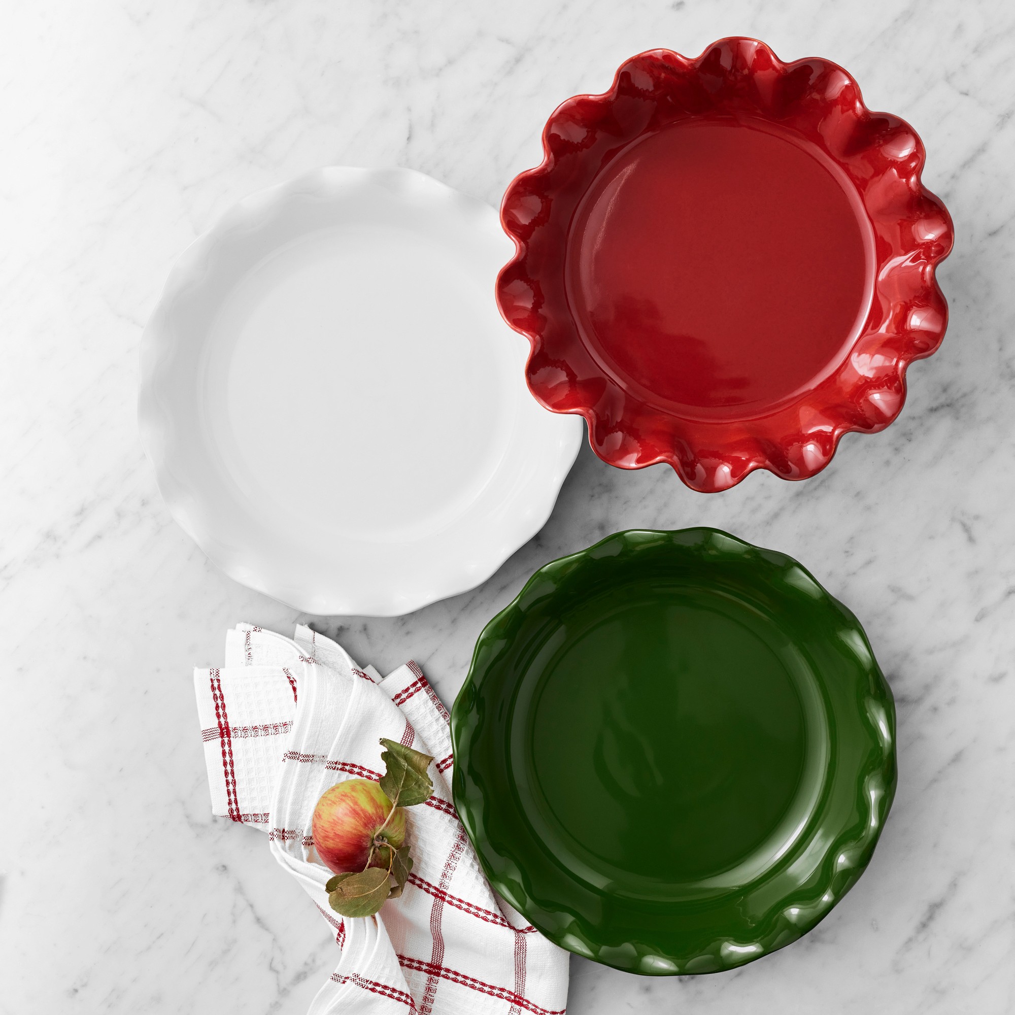 Emile Henry French Ceramic Artisan Ruffled Pie Dish