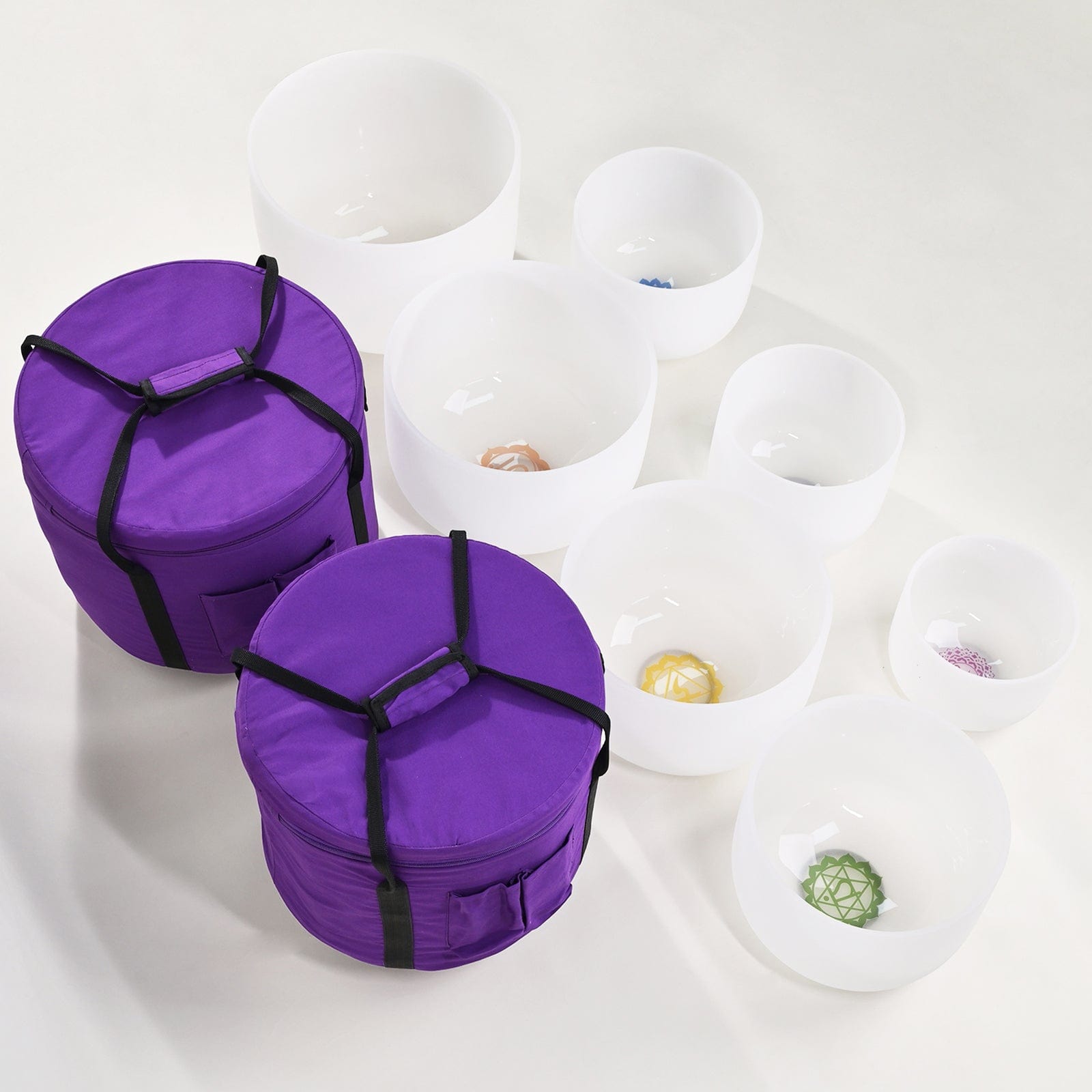 Crystal Singing Bowl Set - 7 Chakra Tuned - Complete Healing - 432 Hz - Largest Size 9” to 16”