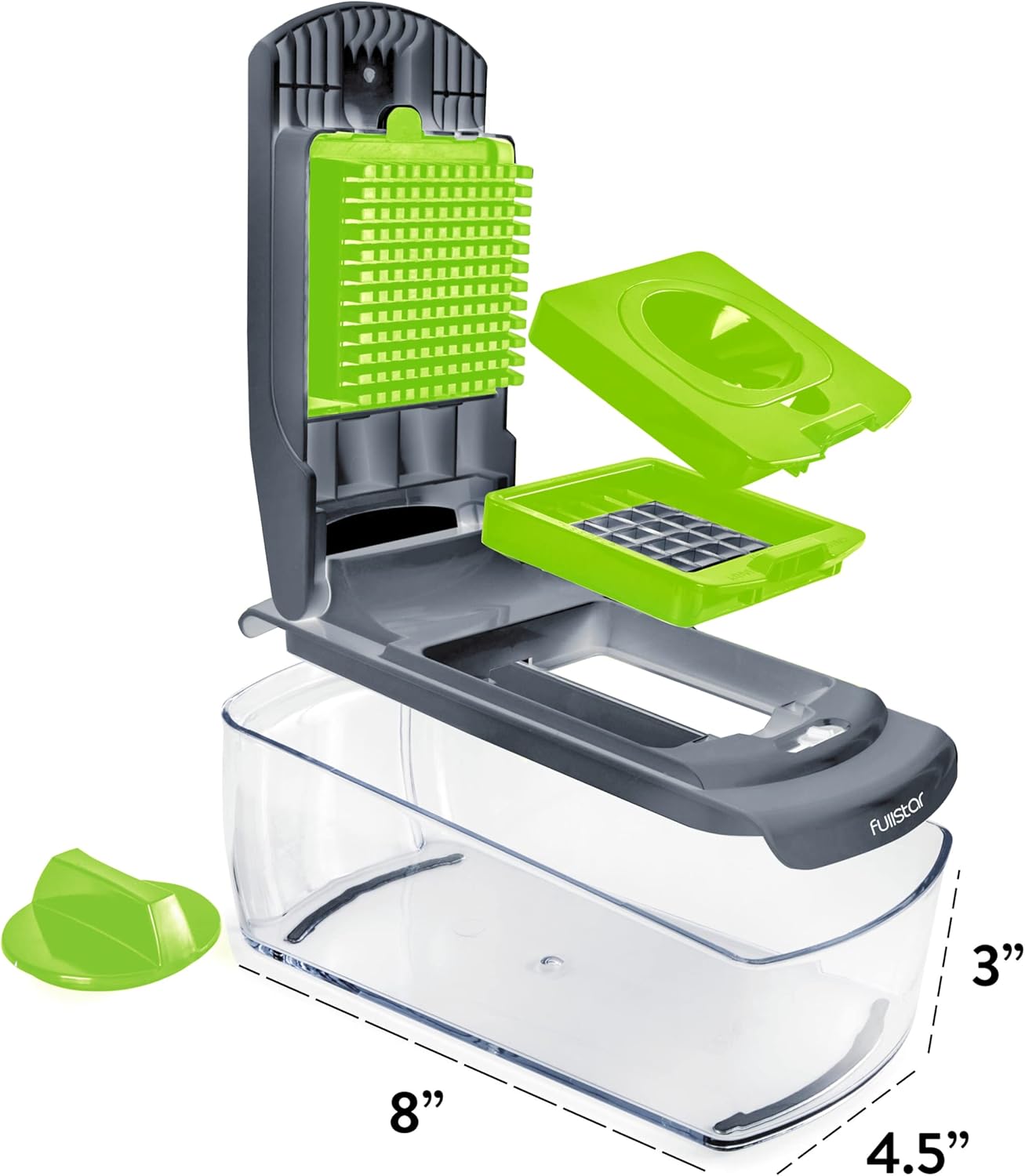 Fullstar Vegetable Chopper - Food Chopper - Onion Chopper - Vegetable Slicer & Spiralizer - Veggie Chopper with Container - Kitchen Gadgets - Home Essentials - Kitchen Accessories (4 in 1, White)