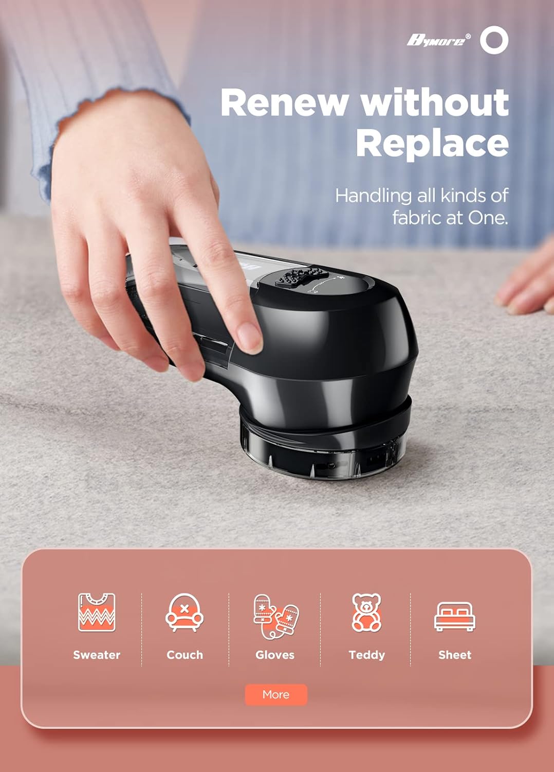 Bymore Fabric Shaver, Lint Remover, Lint Shaver Defuzzer Sweater Shaver for Clothes and Furniture AC Adapter or Battery Operated Pill Fuzz Remover