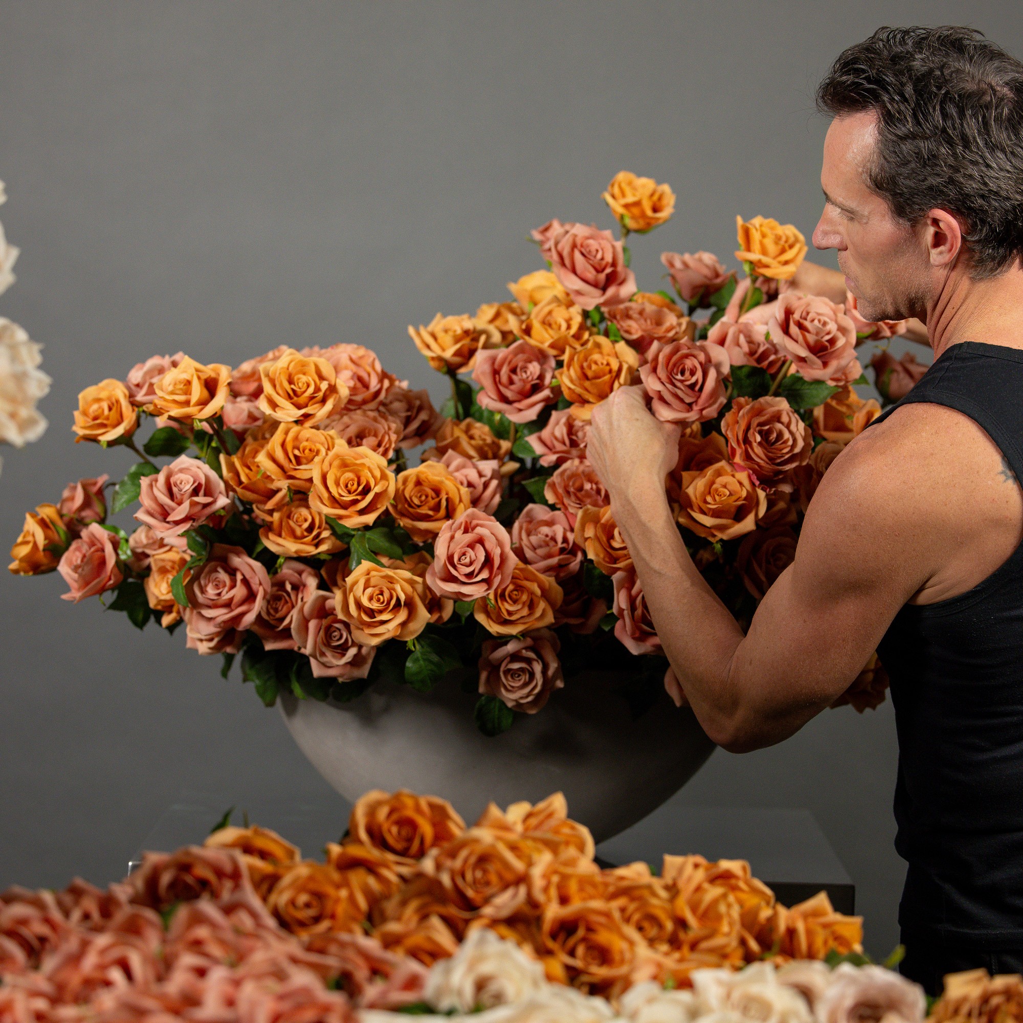 Jeff Leatham x Williams Sonoma Real Touch Faux Mocha Rose Stems, Set of 12