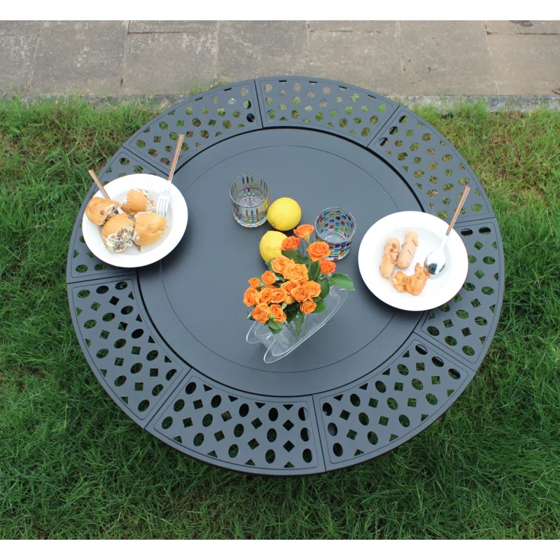 Hayler Wood Burning Outdoor Fire Pit Table with Lid