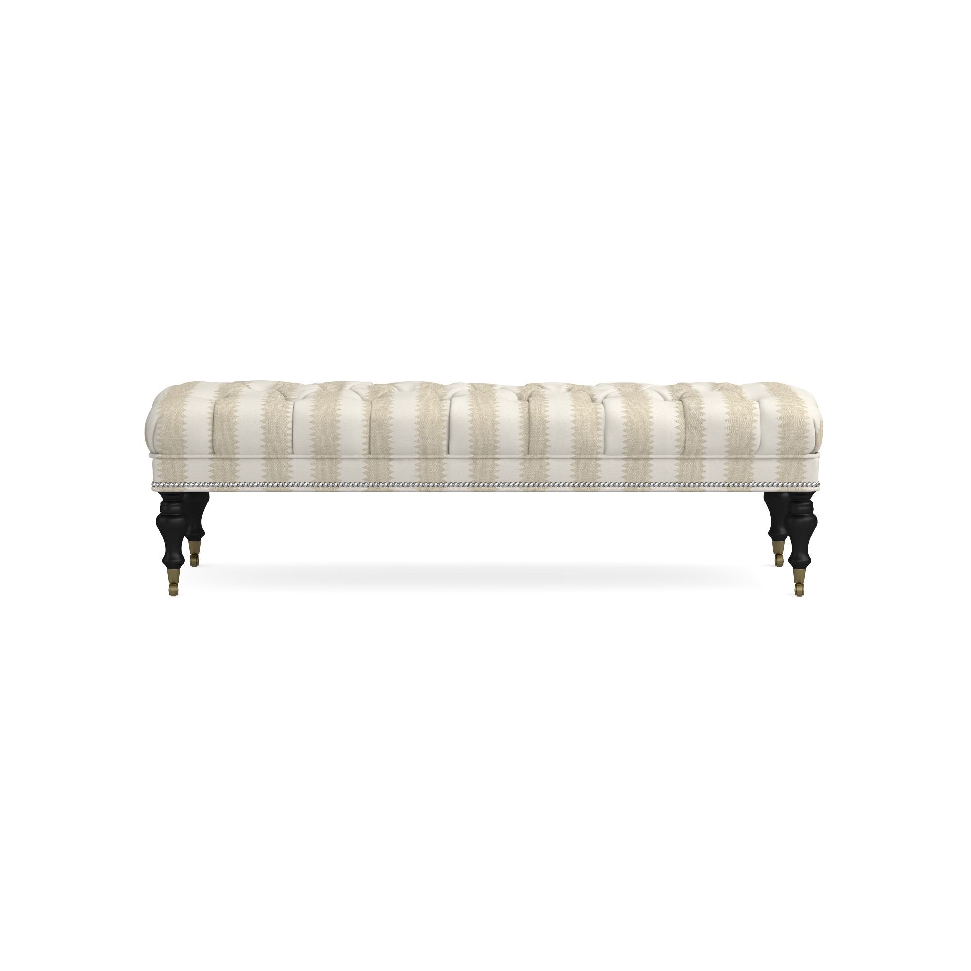 Sanderson x Giles Deacon Fairfax Bench Ottoman, Turned Leg with Tufted Top (26