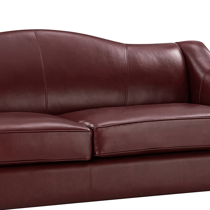 Hugo Traditional Style Curved Genuine Leather Elegant Sofa