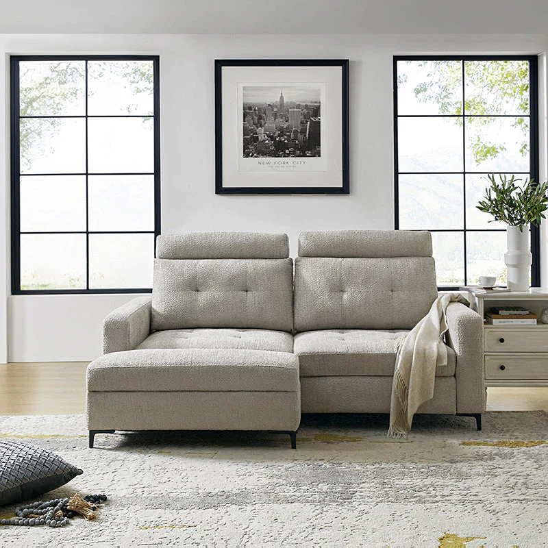 Constantin Modern Storage Button-Tufted Sectional Sofa with Adjustable Backrest